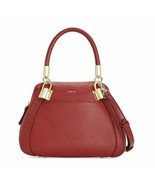 DKNY Donna Karan Prim Pebble Leather Satchel Crossbody Bag, Scarlet Red - $208.00
