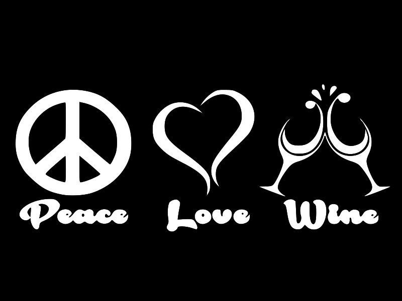 PEACE LOVE WINE Vinyl Decal Car Wall Window Sticker CHOOSE SIZE COLOR