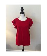CeCe Red Ruffle Sleeve Blouse – Size Medium - €24,65 EUR