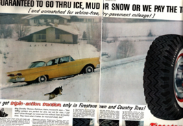 1958 Firestone Town &amp; Country Tires Vintage Color 2 page Ad Ford Fairlan... - $26.92