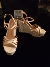 BCBGMaxazria Shoes Hosanna Leather &amp; Fabric Bronze &amp; Tan Wedges Size 10 NWT - $34.65