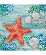 Beach-Themed 3-Ply Paper Cocktail Napkins, Clearwater Crab and Starfish New - $16.17 CAD