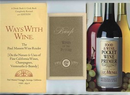 3 Wine Information &amp; Recipe Booklets Banfi Paul Masson Le Menu 1980&#39;s - £30.07 GBP