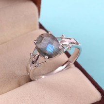 Natural Labradorite Ring Fashion Engagement Ring Handmade 925 Sterling Silver - £50.16 GBP