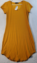 Derek Heart T Shirt Dress Womens Large Yellow Polyester Short Sleeve Round Neck - £10.51 GBP