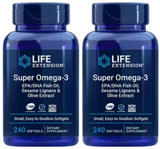 SUPER OMEGA-3 EPA/DHA FISH OIL SESAME  &amp; OLIVE EXTRACT 2 Bottles LIFE EX... - $55.49