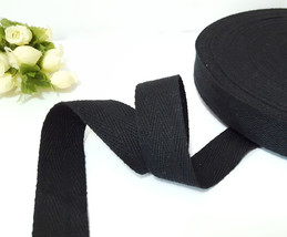 1 inch / 25mm wide - 10yd Black Twill Cotton Tape Weave Tape TR21 - $8.99