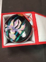 Reverse Hand Painted Glass Christmas Ornament Iris&#39;, New In Box - £13.09 GBP