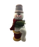 Christmas Home Decor White Plush 9&quot; Snowman Scarf Sweater Sewing Thimble... - £11.81 GBP