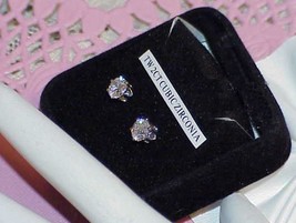 Cubic Zirconia Stud Earrings 2 Ct (silvertone) CZ Studs w/Box New - £19.77 GBP