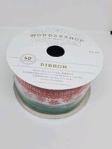 Wondershop  Fabric Ribbon Merry Christmas/Snowflake/Mint/Green 40ft  image 2