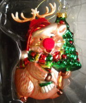 TJX Christmas Ornament Chipmunk Disguised As Rudolph Antlers Red Nose Boxed - $8.99