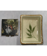 Made In Japan Victorian Dancers Mirror Compact &amp; Bamboo Trinket Dish - $22.61 CAD