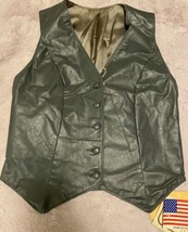Vintage Lariat Leather Vest Gray Small Size 8 - $74.79