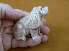 Y-DOG-HO-455 pink gray HOUND DOG hunting SOAPSTONE carving figurine I lo... - $16.12