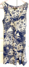 Tommy Bahama Womens S Blue &amp; Creme Hibiscus &amp; Palm Trees Sleeveless Dress - $14.85