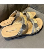 Romika Slide Sandals EU39 US 8.5 Silver Yellow Faux Croc Two Strap Comfort - €22,30 EUR