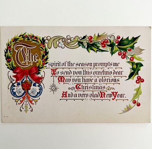 Seasonal Spirit Greeting Victorian Postcard Christmas 1900s Embossed PCBG11B Item image 2