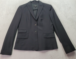 Ann Taylor Blazer Jacket Womens Petite 2 Black Wool Single Breasted Two Button - £22.11 GBP