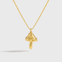 Bohemian Irregular Mushroom Pendant 18k Yellow Gold Plated Necklace Gifts 16&quot; - £74.26 GBP