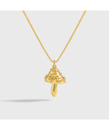 Bohemian Irregular Mushroom Pendant 18k Yellow Gold Plated Necklace Gift... - £67.38 GBP