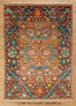 8x10 Turkish Wool Saree Silk Washable Classic Medallion Multicolor Custom Rug - $2,215.09