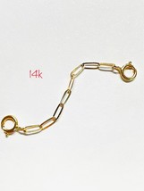 Thin 14k Solid gold  paper clip chain necklace extender 1 -  7&quot; ( 2mm ) - £20.23 GBP