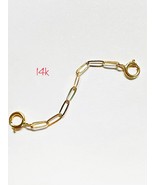 Thin 14k Solid gold  paper clip chain necklace extender 1 -  7&quot; ( 2mm ) - £20.24 GBP