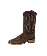 Mens Brown Rodeo Western Boots Crocodile Hand Tooled Leather Cowboy Squa... - €103,32 EUR