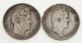 1831-1839 France 5 Francs Silver Coin Lot of 2, KM 735.1, 749.7 - $123.75