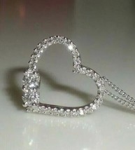 2Ct Redondo Imitación Diamante Mujer Collar con Corazón 14k Bañado en Oro Blanco - £73.32 GBP