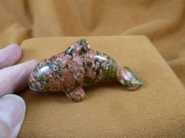 Y-WHA-KI-740 Pink green rhodonite KILLER WHALE ORCA gemstone figurine ge... - $24.99