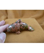 Y-WHA-KI-740 Pink green rhodonite KILLER WHALE ORCA gemstone figurine ge... - €21,50 EUR