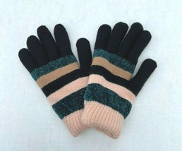 New Women Girls Winter Warm Striped Cuff Knit Gloves with Cozy lining Th... - $11.29