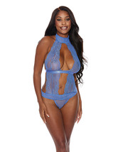 Lace &amp; Mesh Halter Neck Teddy Periwinkle Sm - £13.85 GBP
