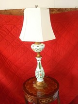 BOHEMIAN ART GLASS FLORAL PAINTED TABLE LAMP - $246.51
