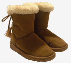 Rampage Girls Fashion Boots Size 11 M Chestnut Faux Suede Nellie Faux Fur Lined - £8.67 GBP
