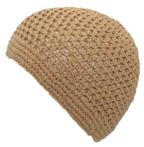 Primary image for Khaki 100% Cotton Crochet Beanie Skull Cap Knit Hat Men Women