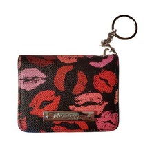 Betsey Johnson Red Pink Lips Card Case Bifold Wallet Key Chain - EUC - £14.13 GBP