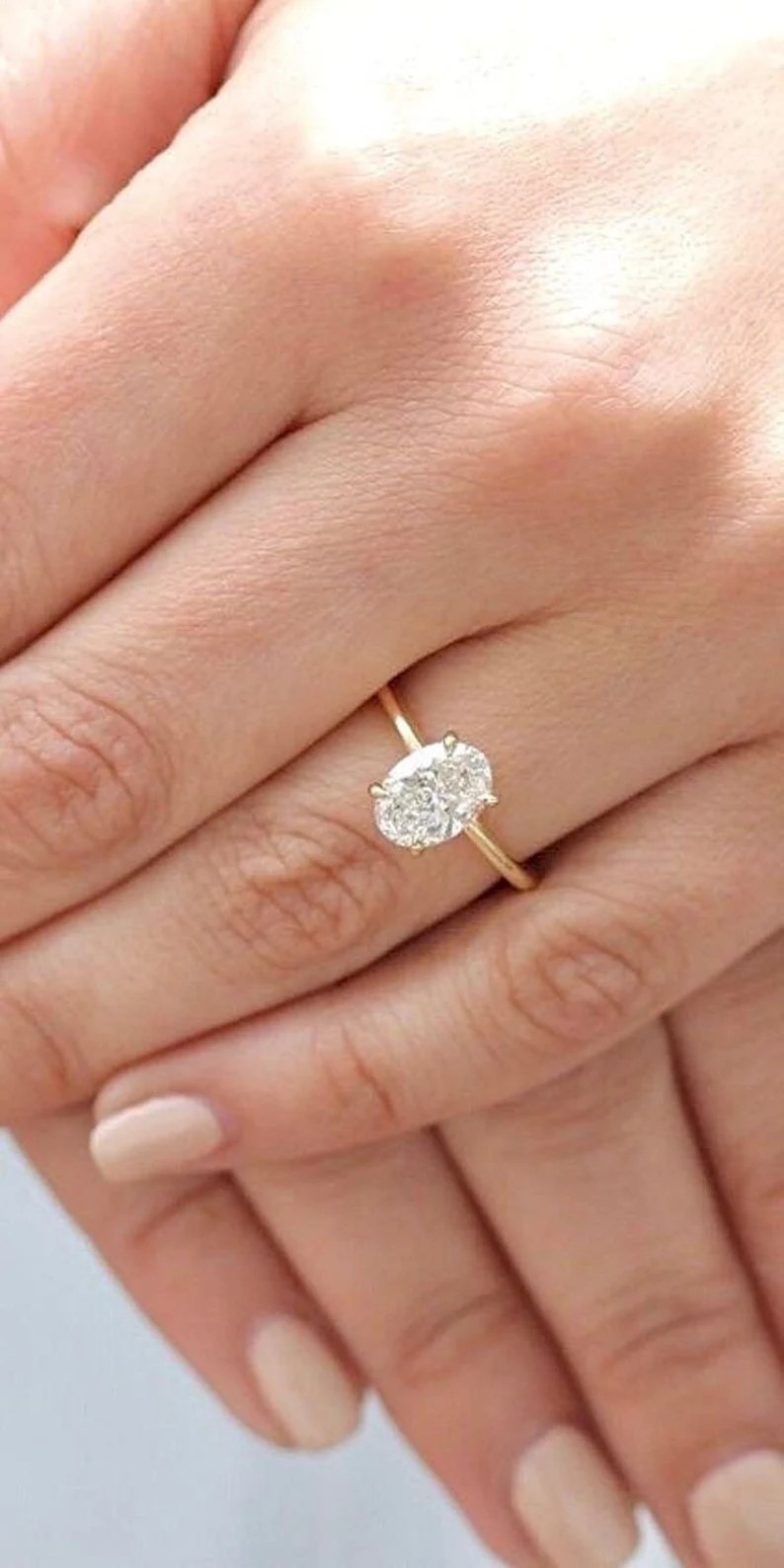 925 Silver Oval Cut Solitaire Ring Wonderful Wedding & Engagement Proposal Ring Item image 4