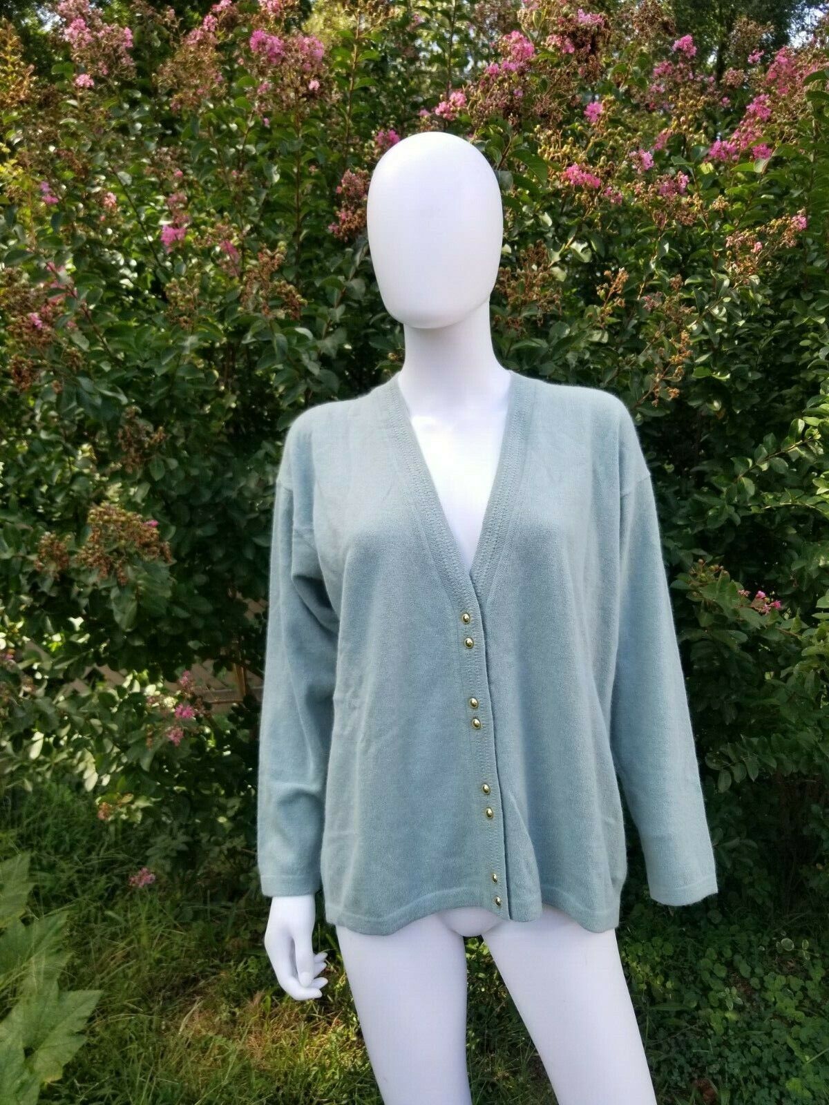MAREX Italia women&#39;s wool/angora pale green soft sweater cardigan XL new - $49.50