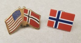 Norwegian Flag Pin Tie Tack Lot of 2 Pins Flags - $14.65