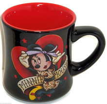 Disney Minnie Mouse Hearts Coffee Mug Cup Black Red Valentines Theme Par... - £39.05 GBP