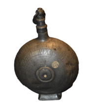 Antique Pewter Greek Wine Flask, Intricate, 7” Tall, 19th century - $125.00