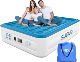 Luxury Air Mattress Queen With Built In Pump, 18&#39;&#39; High Double Blow Up, Blue - £80.30 GBP