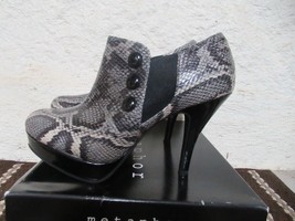 Metaphor Black Gray Snakeskin Stiletto Booties High Heel Shoe Sz 8.5  - £13.06 GBP