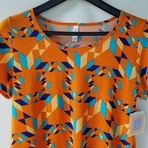LuLaRoe XL Classic T Orange Blue Geometric Chevron Short Sleeve Tee Shirt USA - £26.73 GBP