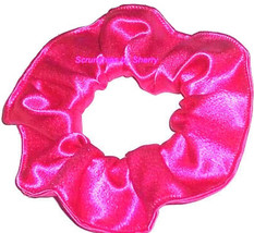 Hot Pink Satin Hair Scrunchie Scrunchies by Sherry Ponytail Holder Tie - £5.49 GBP
