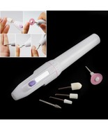 Nail Art File Drill Pen Buffer Electric Tools 5 Bits Batt Manicure Pedic... - $22.00