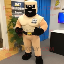 Cream Gi Joe mascot costume character dressed with a Culottes and Bracelet watch - $1,339.00